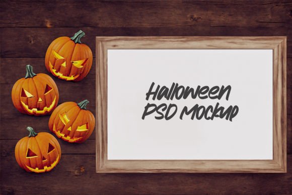 Download Wooden Halloween Frame PSD Mockup - Premium Resources