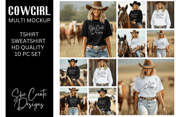 Download Cowgirl Multi Apparel Mockup Bundle - Apparel mockup Collection