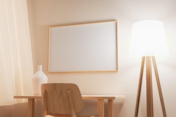 Download Frame Mockup in Beige Wood Interior - Premium Resources